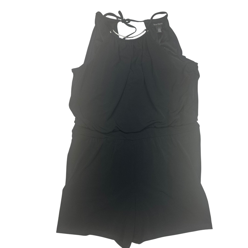 White House Black Market Romper W 14 Black Sleeveless Halter - Picture 2 of 7